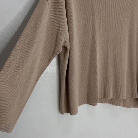 Eileen Fisher Ribbed Sweater Womens Beige 100% Tencel Lyocell Size XL Oversized - Picture 3 of 5